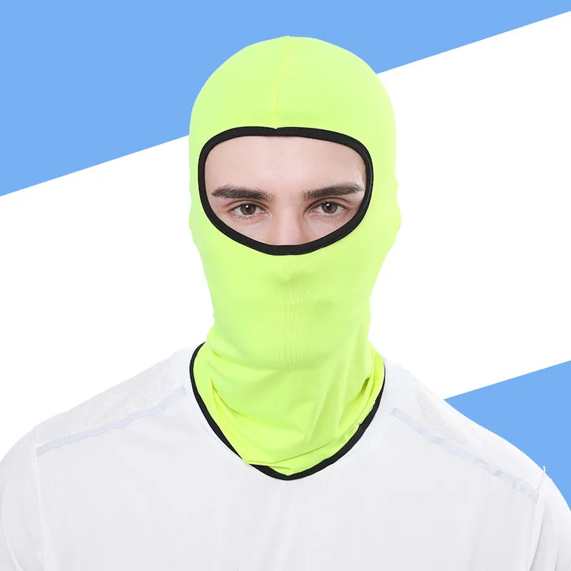 2PCs Windtight Hoods Sun-Proof Breathable Summer Ice Silk Face Mask for Outdoor Cycling