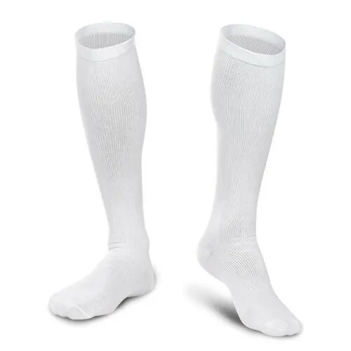 4-Pairs: White L/XL Compression Socks Running Sports Graduated Travel