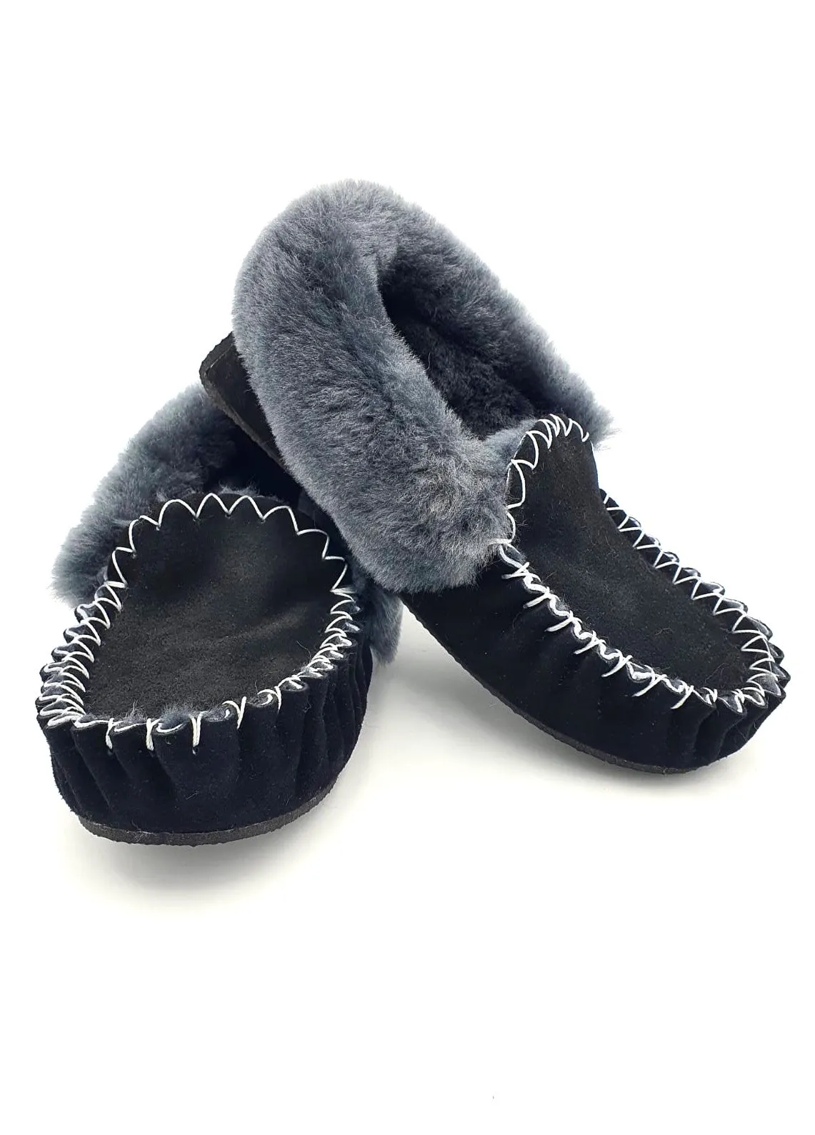 Black & Charcoal Moccasins