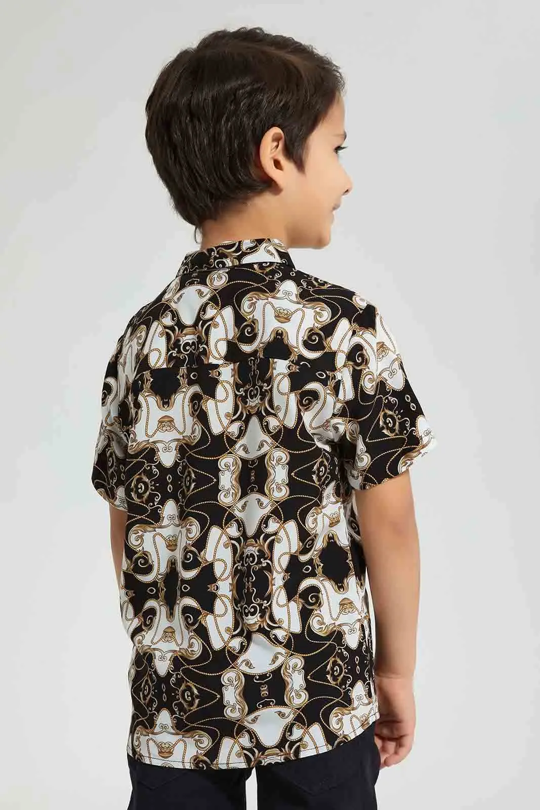 Black And Beige Printed Shirt