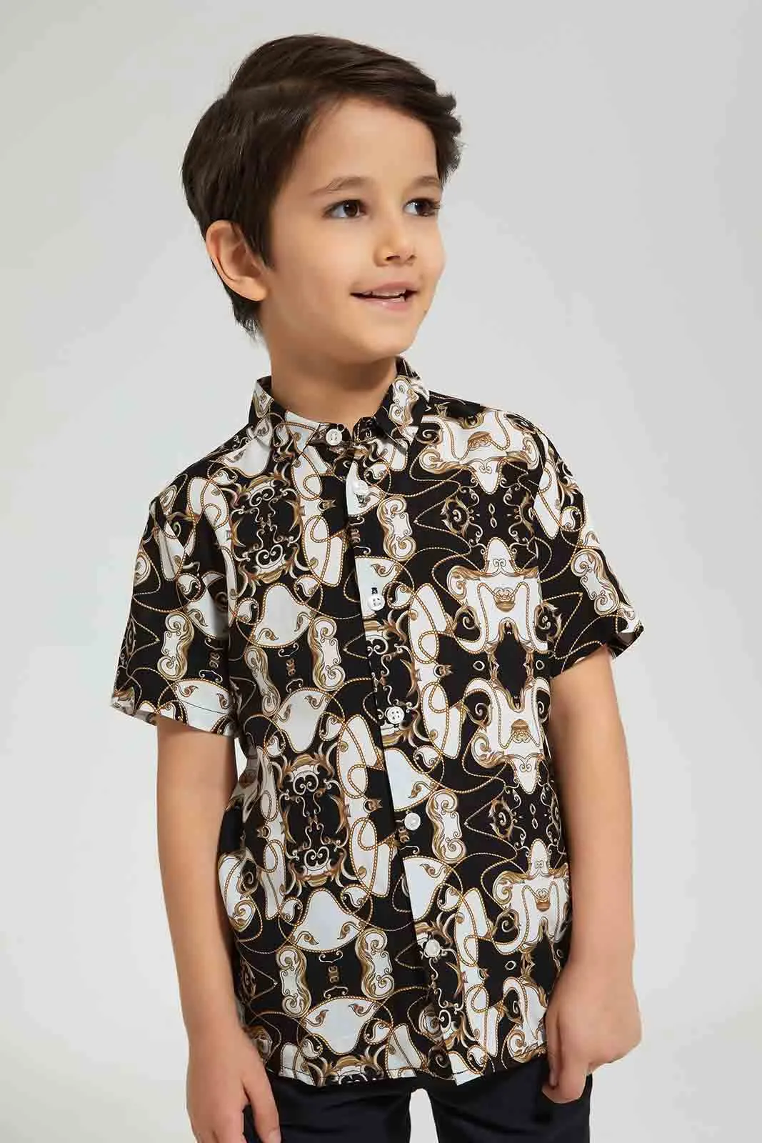 Black And Beige Printed Shirt