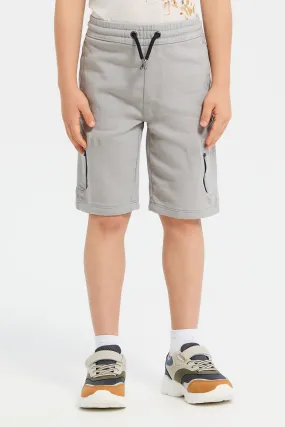 Boys Grey Denim Short With Cargo Pocket
