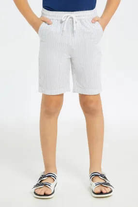 Boys White Striped Shorts