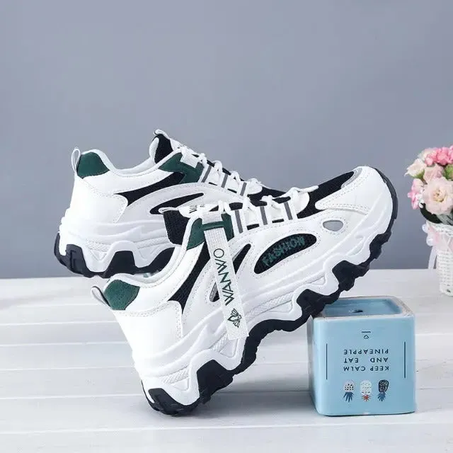 Breathable mesh platform sneakers for women