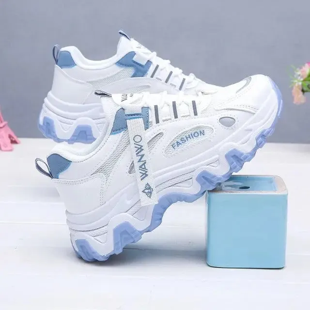 Breathable mesh platform sneakers for women