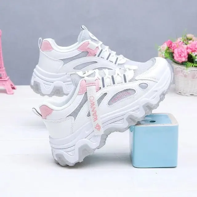 Breathable mesh platform sneakers for women