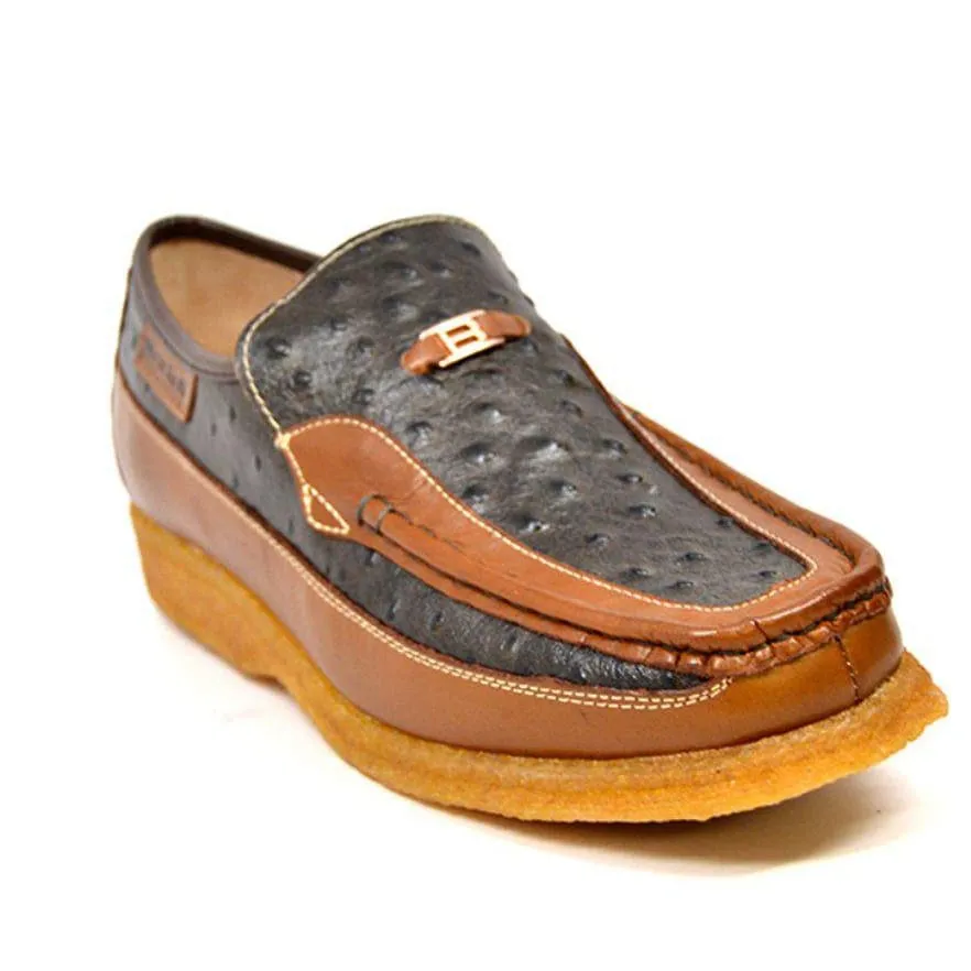 British Walkers Harlem Men's Ostrich Leather Slip Ons
