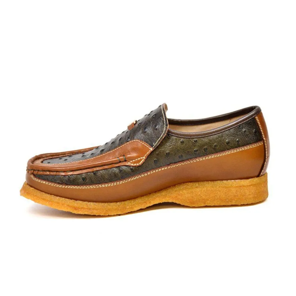 British Walkers Harlem Men's Ostrich Leather Slip Ons