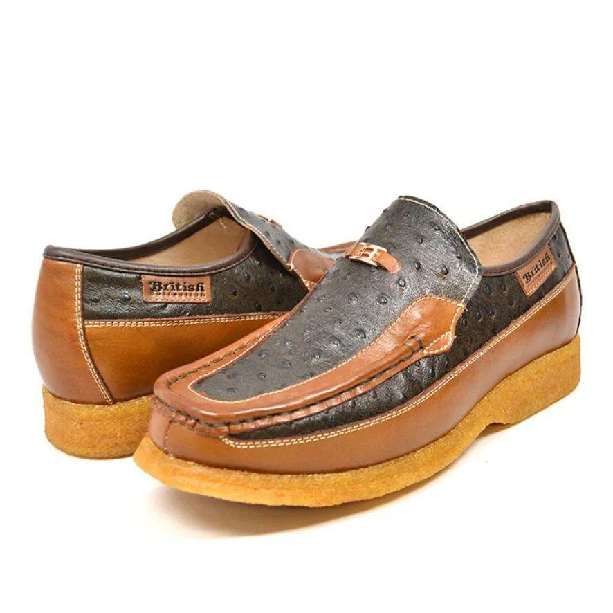 British Walkers Harlem Men's Ostrich Leather Slip Ons
