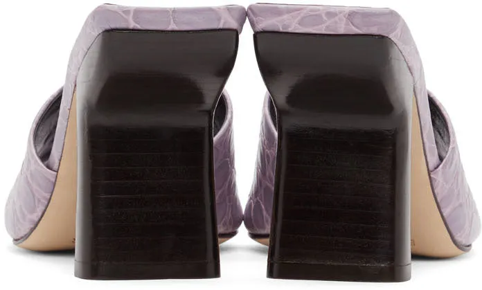 BY FAR Purple Croc Liliana Mules
