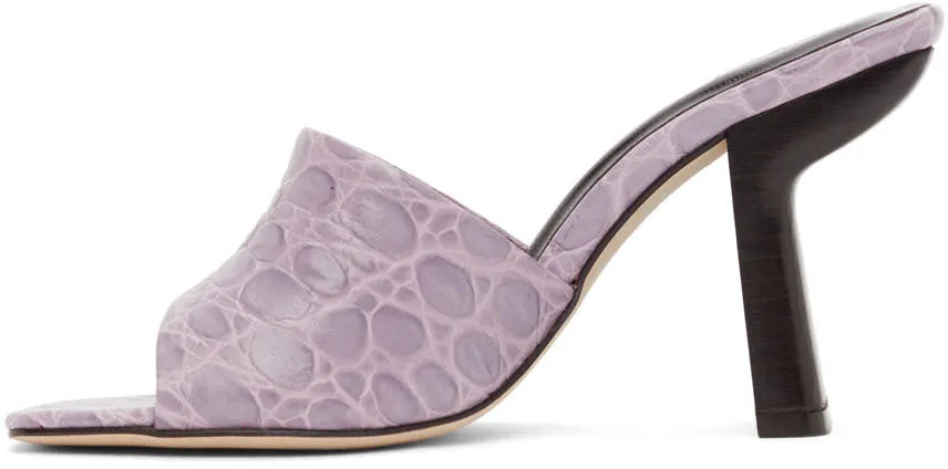 BY FAR Purple Croc Liliana Mules