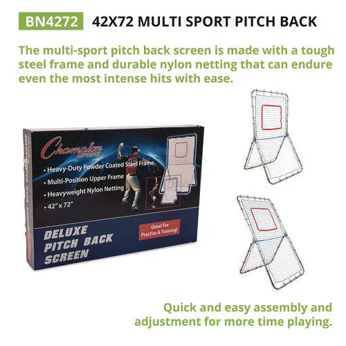 Champion Sports Multi-sport Pitch Back Screen 72"x42" 1.25" Dia Frame