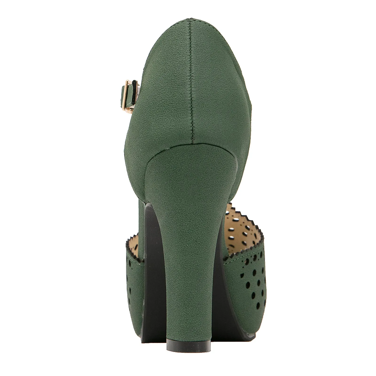 getmorebeauty Women's Vintage Heeled Sandals Suede Ankle T Straps Dress Block High Heel Sandals Women Shoes