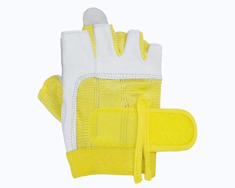 Grizzly Paw Premium Leather Padded Weight Training Gloves for Women 8758-56- Yellow