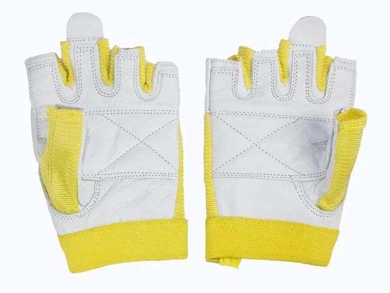 Grizzly Paw Premium Leather Padded Weight Training Gloves for Women 8758-56- Yellow