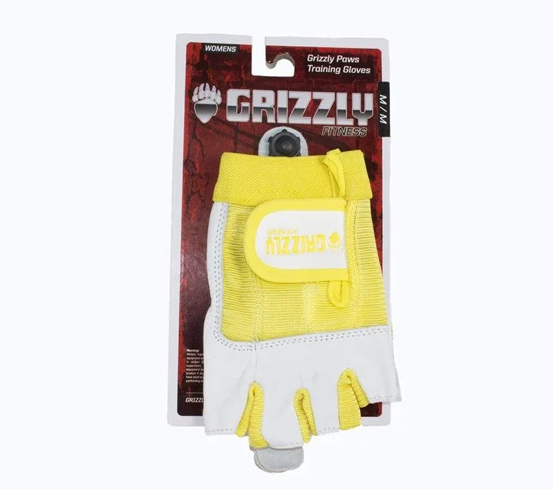 Grizzly Paw Premium Leather Padded Weight Training Gloves for Women 8758-56- Yellow