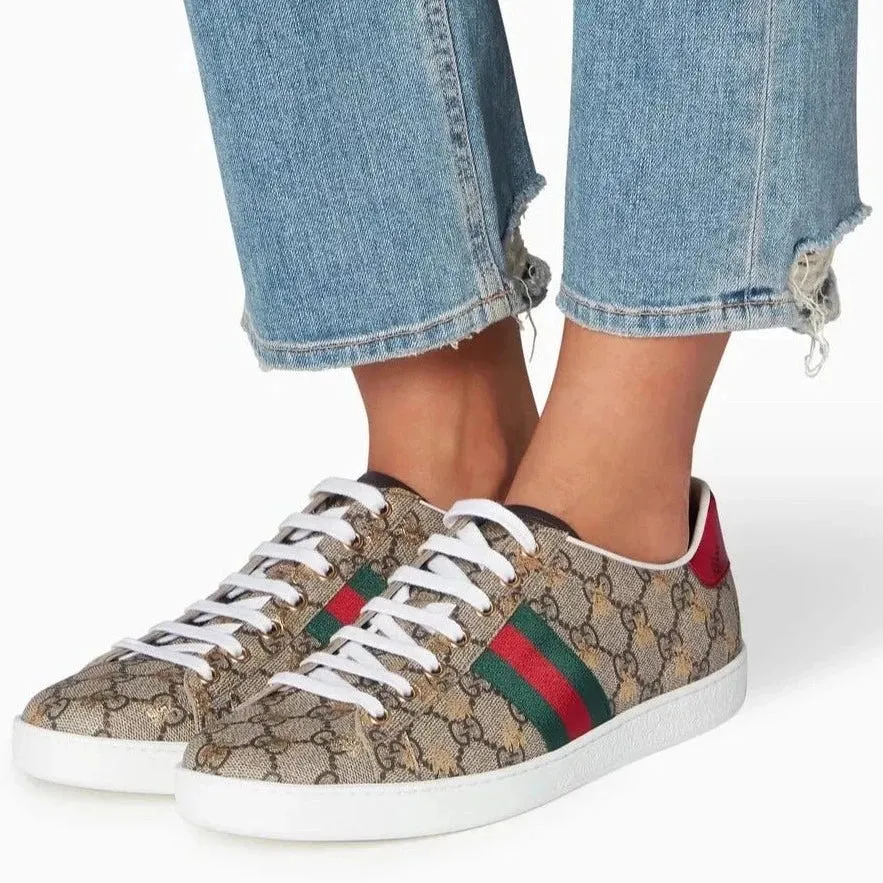 Gucci Beige & Ebony Ace Low-Top Sneakers