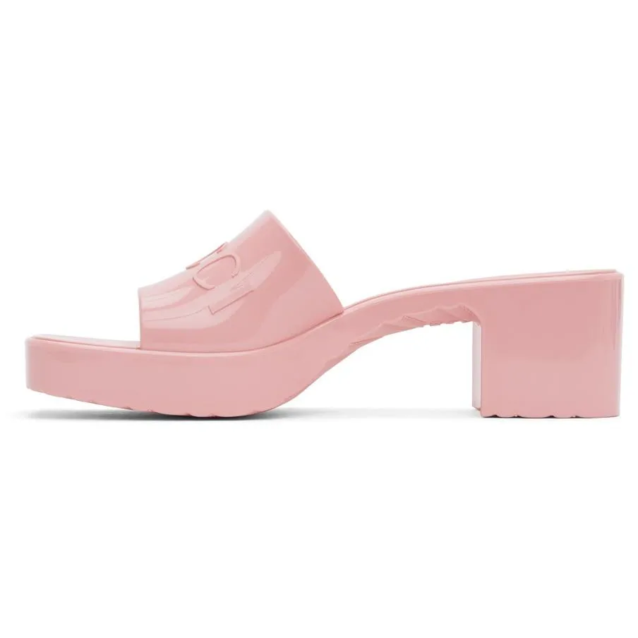 Gucci Pink Rubber Slide Sandals