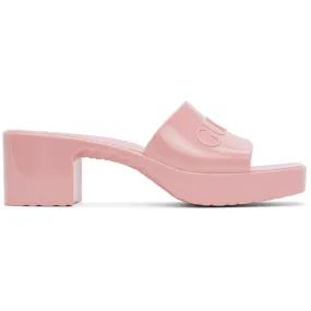 Gucci Pink Rubber Slide Sandals
