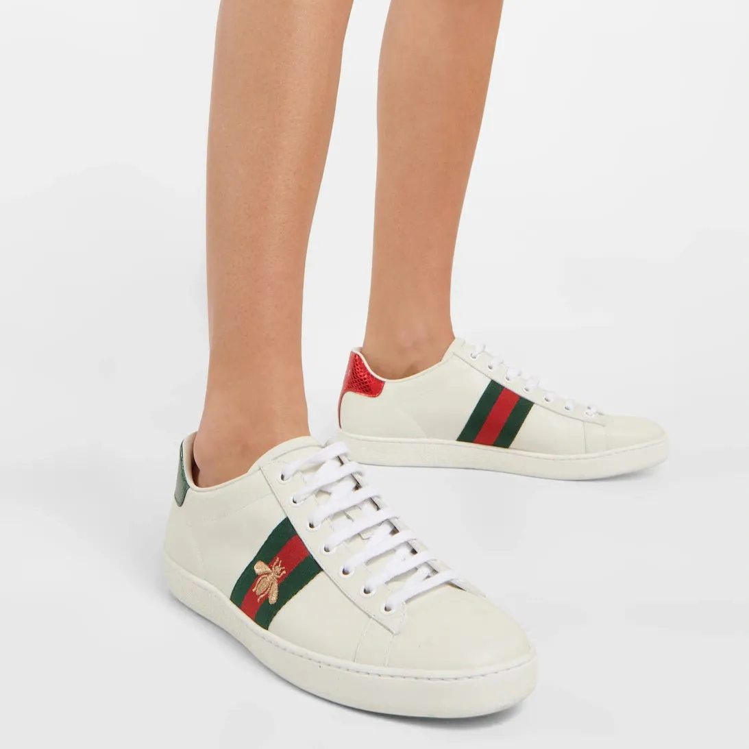 Gucci Women's Ace Embroidered Sneaker - White/Green/Red