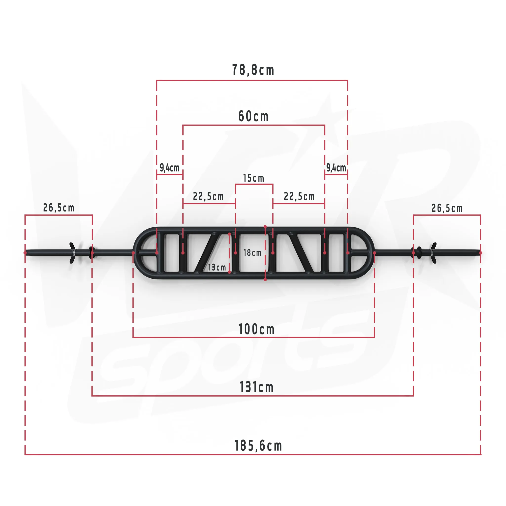 Multi Handle Grip Triceps Bar 1" BLACK