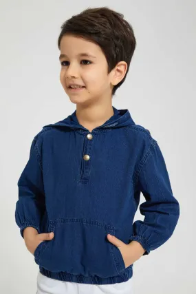Navy Hooded Shirt