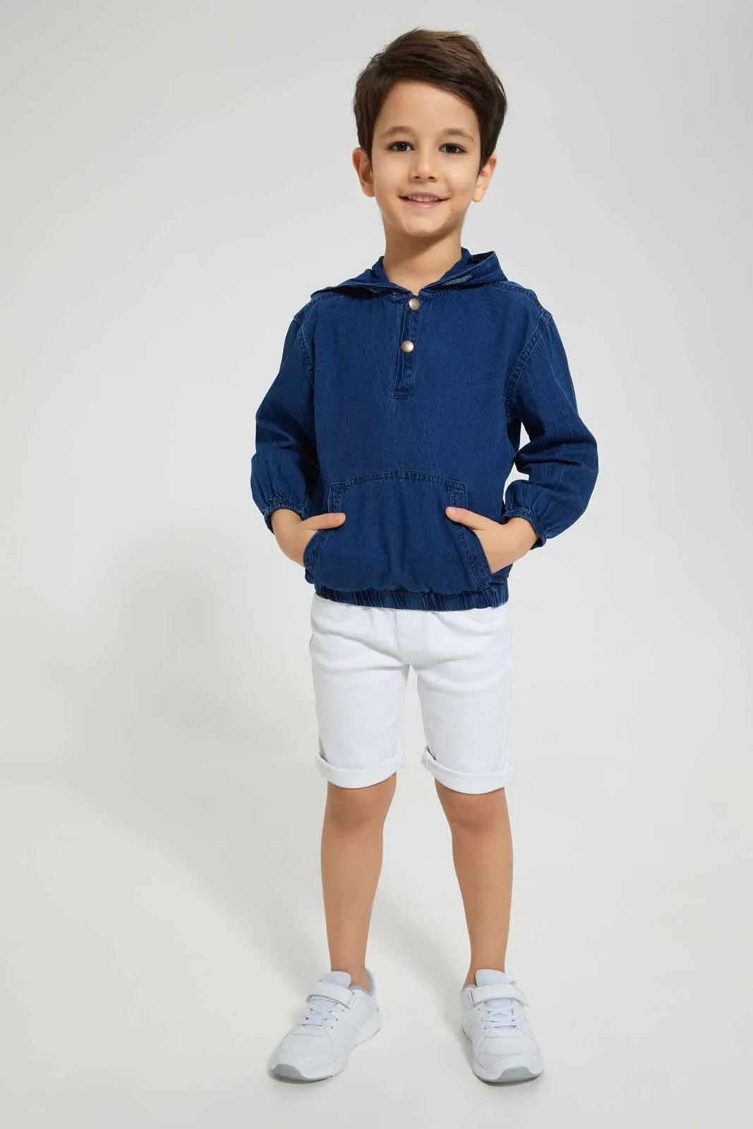 Navy Hooded Shirt