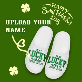 Personalized Irish Pride Slide Sandal, Custom St.Patrick's Day Slipper, Four-Leaf Lucky Slipper