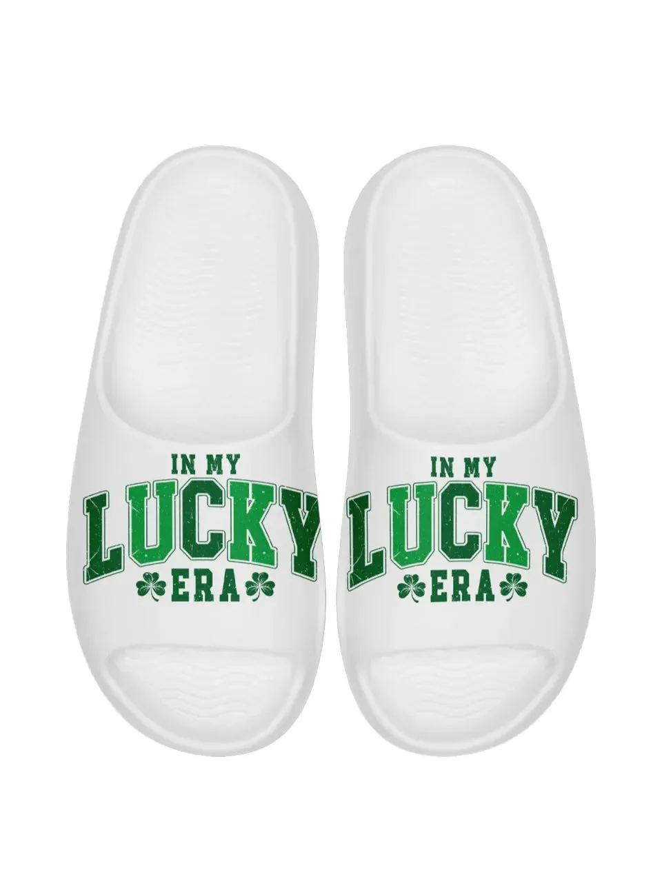 Personalized Irish Pride Slide Sandal, Custom St.Patrick's Day Slipper, Four-Leaf Lucky Slipper
