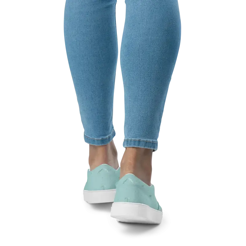 Teal Leaves Canvas Shoes Women Uk Europe