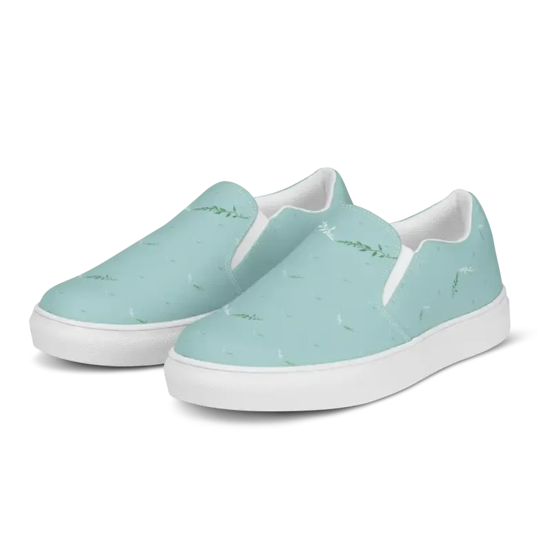 Teal Leaves Canvas Shoes Women Uk Europe