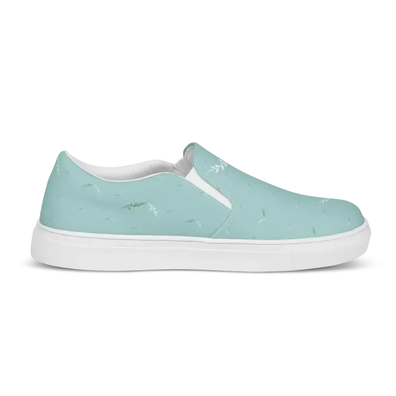 Teal Leaves Canvas Shoes Women Uk Europe