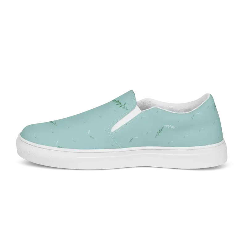 Teal Leaves Canvas Shoes Women Uk Europe
