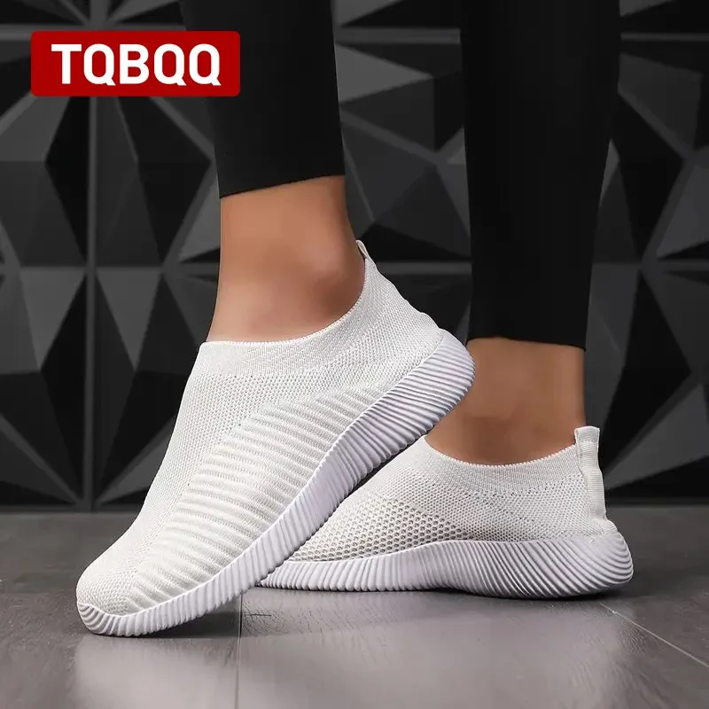 Women Shoes Knitting Sock Sneakers Women Flat Shoes Casual Breathable Sneakers Flats Walking Shoes for Women