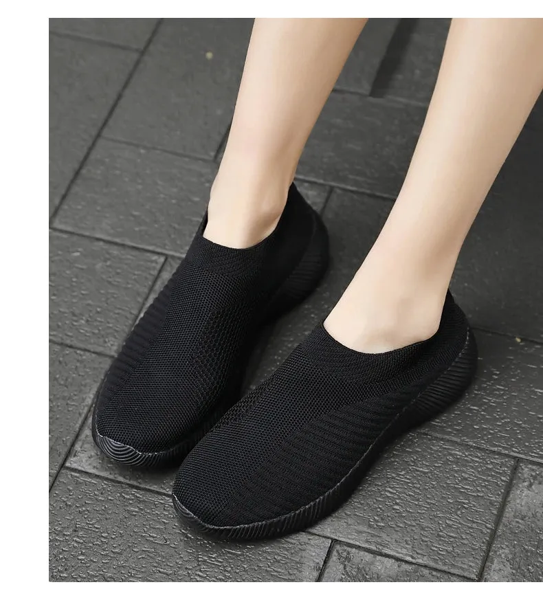 Women Shoes Knitting Sock Sneakers Women Flat Shoes Casual Breathable Sneakers Flats Walking Shoes for Women