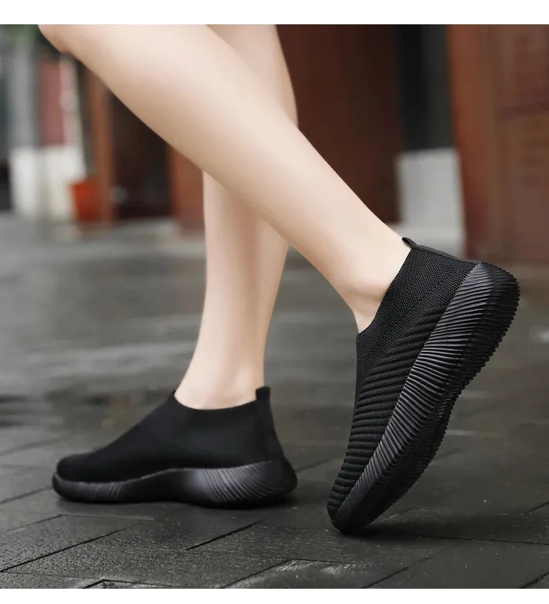 Women Shoes Knitting Sock Sneakers Women Flat Shoes Casual Breathable Sneakers Flats Walking Shoes for Women