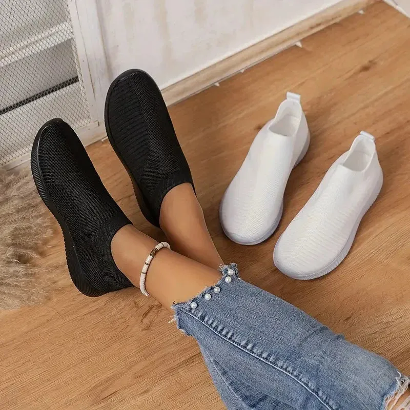 Women Shoes Knitting Sock Sneakers Women Flat Shoes Casual Breathable Sneakers Flats Walking Shoes for Women