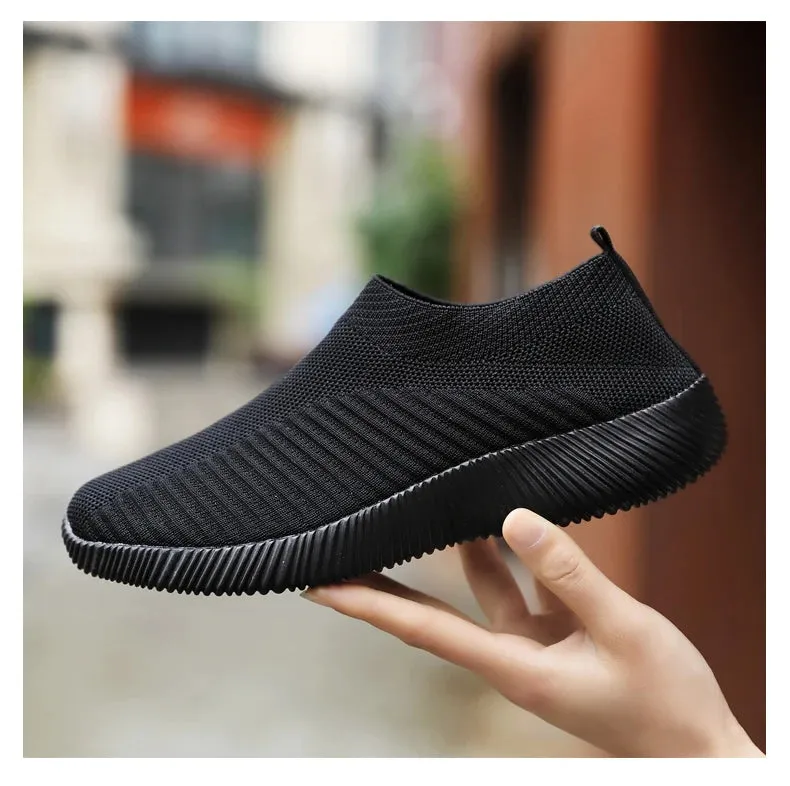 Women Shoes Knitting Sock Sneakers Women Flat Shoes Casual Breathable Sneakers Flats Walking Shoes for Women