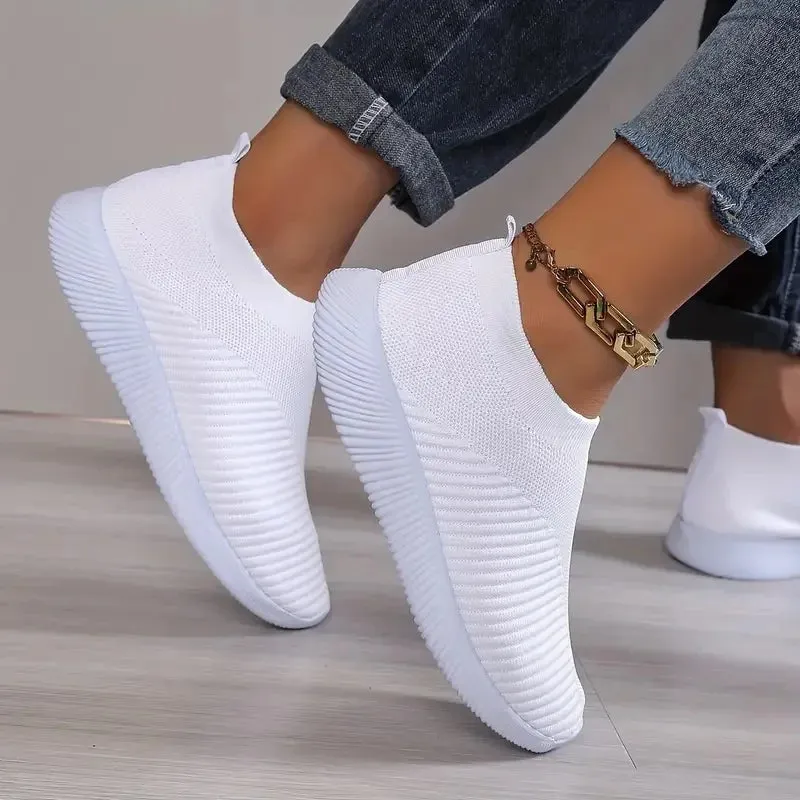 Women Shoes Knitting Sock Sneakers Women Flat Shoes Casual Breathable Sneakers Flats Walking Shoes for Women